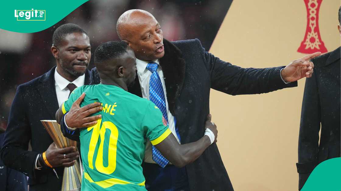 Sadio Mane, Patrice Motsepe, Senegal, CAF, AFCON 2025, Morocco. Sadio Mane, Patrice Motsepe, Senegal, CAF, AFCON 2025, Morocco.