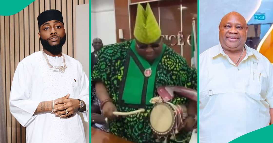 Davido reacts to video of his uncle playing drum.