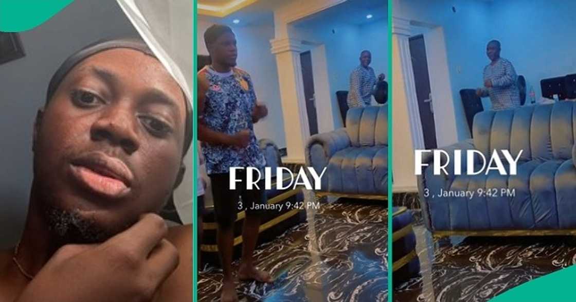 Playful Nigerian dad dances with grown sons Playful Nigerian dad dances with grown sons