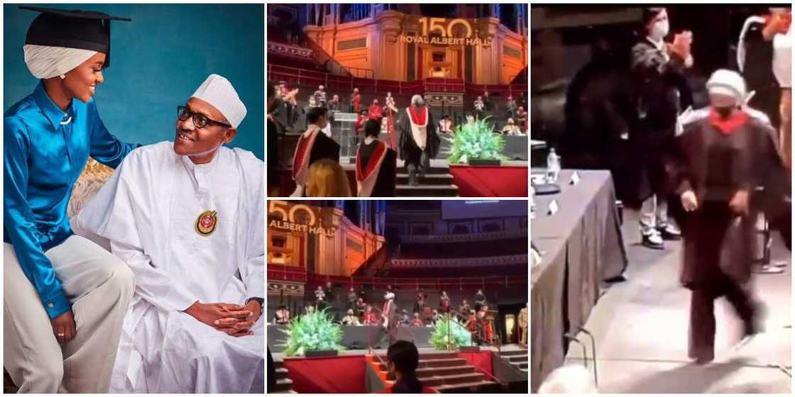 Nigerians react to video of white people clapping as Buhari's daughter receives master's degree from UK varsity Nigerians react to video of white people clapping as Buhari's daughter receives master's degree from UK varsity