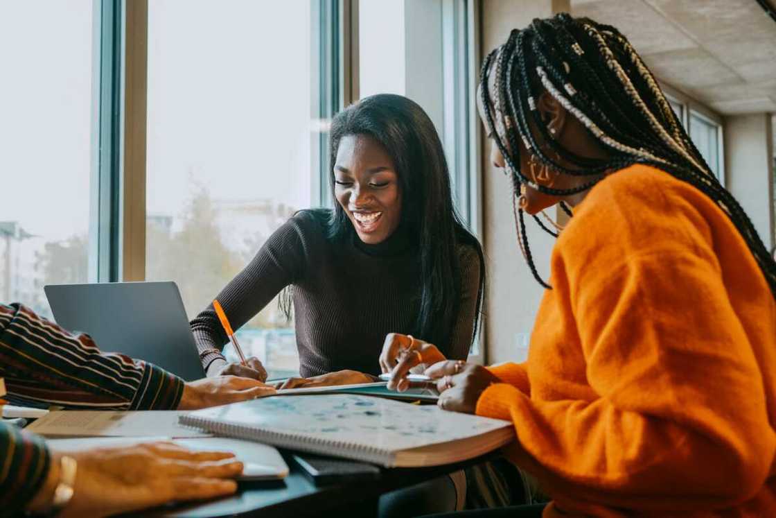 Female friends studying together Female friends studying together