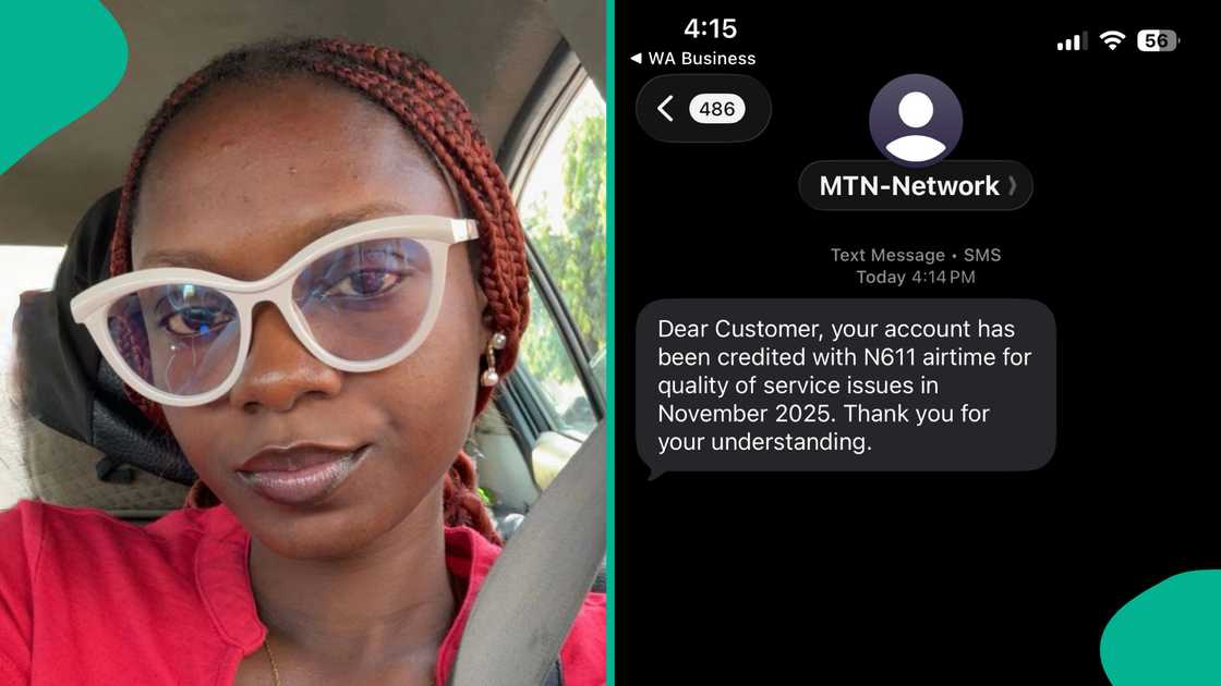 Lady reacts after receiving credit messages from MTN.