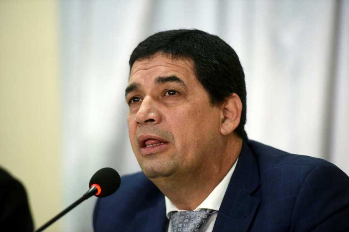 Paraguay Vice-President Hugo Velazquez, pictured in 2017, has been accused by the US of corruption over an alleged bribe paid to a government official to supress an investigation that could cost him financially Paraguay Vice-President Hugo Velazquez, pictured in 2017, has been accused by the US of corruption over an alleged bribe paid to a government official to supress an investigation that could cost him financially