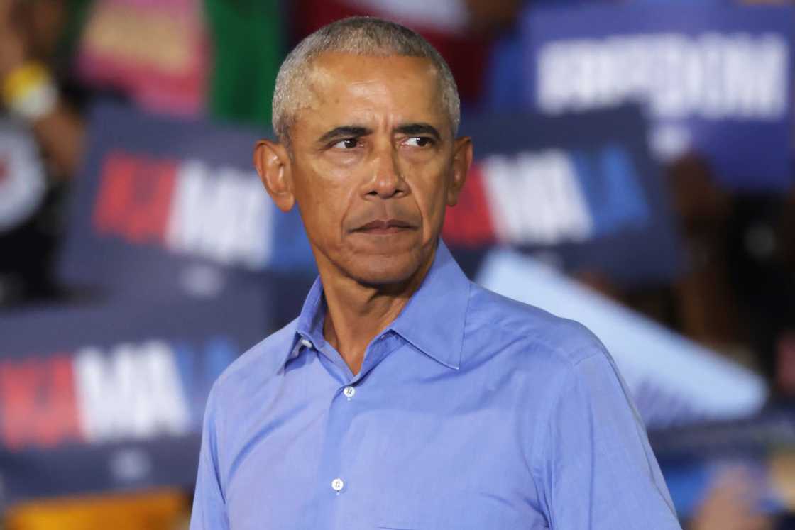 Former U.S. President Barack Obama at the James R Hallford Stadium in Clarkston, Georgia. Harris Former U.S. President Barack Obama at the James R Hallford Stadium in Clarkston, Georgia. Harris