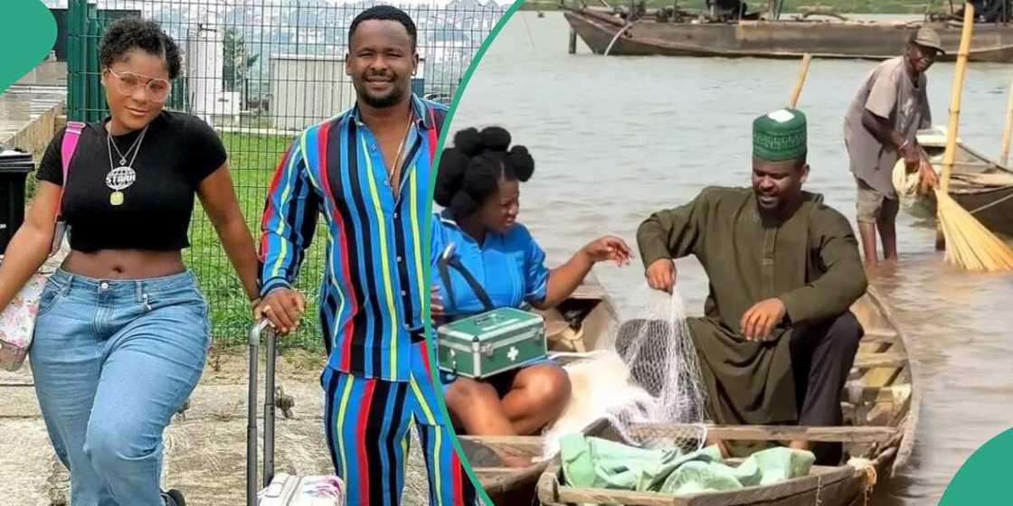 Zubby Michael and Destiny Etiko on a boat. Zubby Michael and Destiny Etiko on a boat.