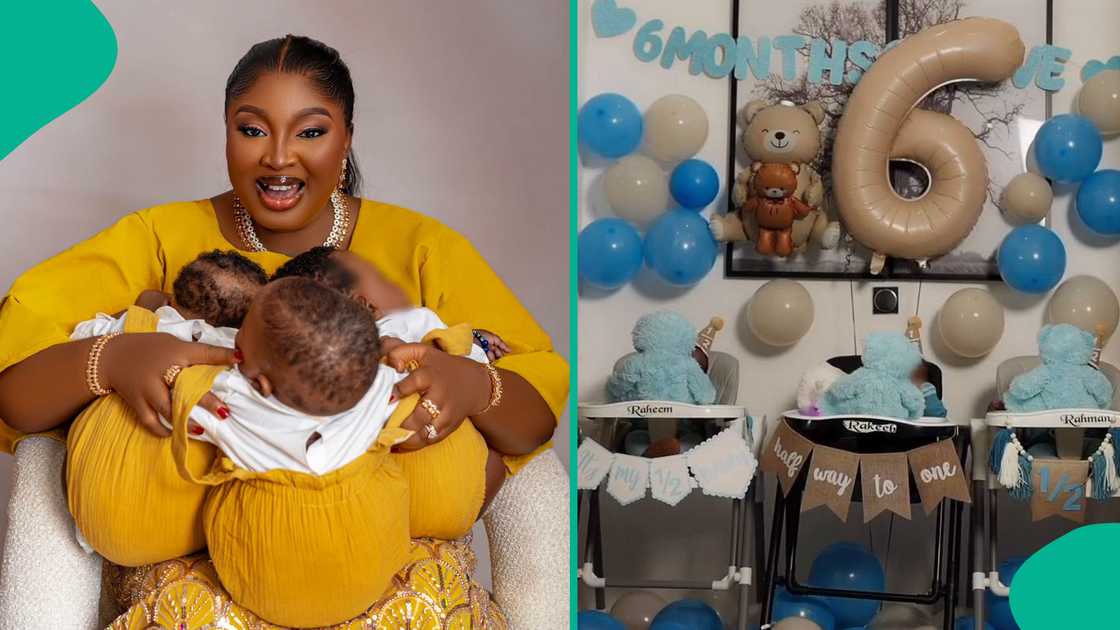 Mo Bimpe and Lateef Adedimeji's triplets turn 6 months Mo Bimpe and Lateef Adedimeji's triplets turn 6 months
