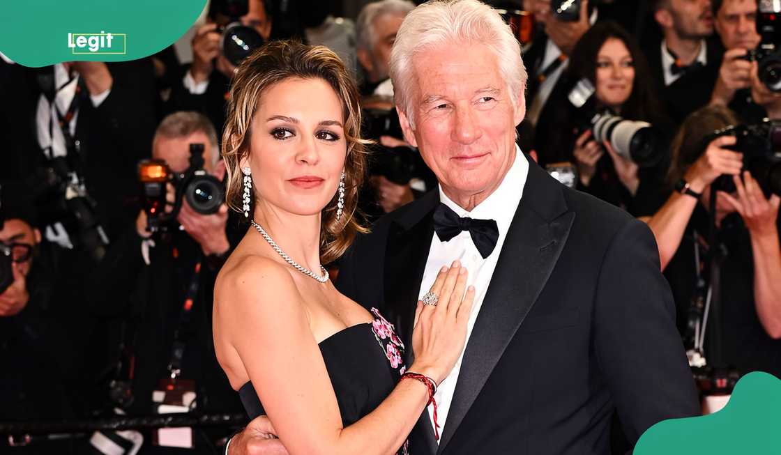 Richard Gere and Alejandra Silva poses on the red carpet of the Oh, Canada Red Carpet