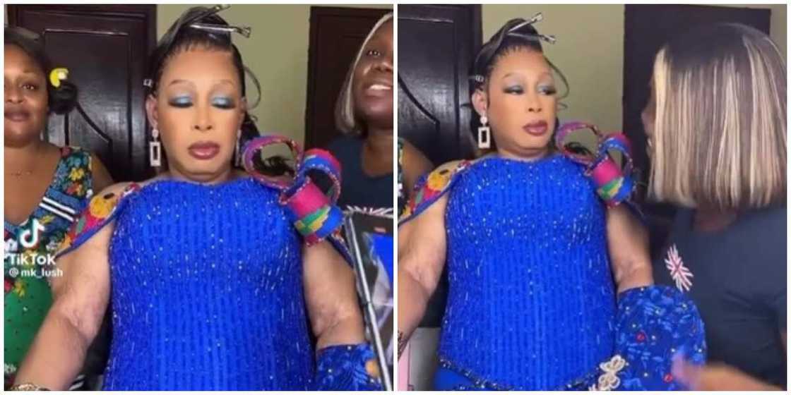 Ghanaian bride in blue corset look Ghanaian bride in blue corset look