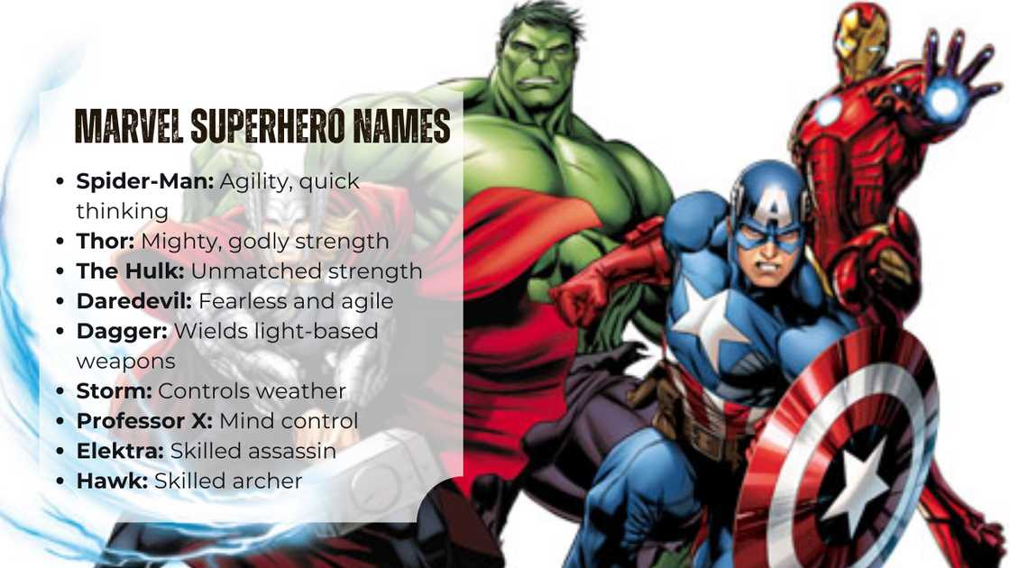 Marvel superhero names