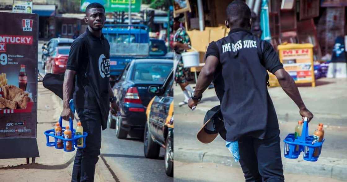 Dennis Appiah Larbi: Former SRC President of UCC Takes to the Street to sell Fruit Juice