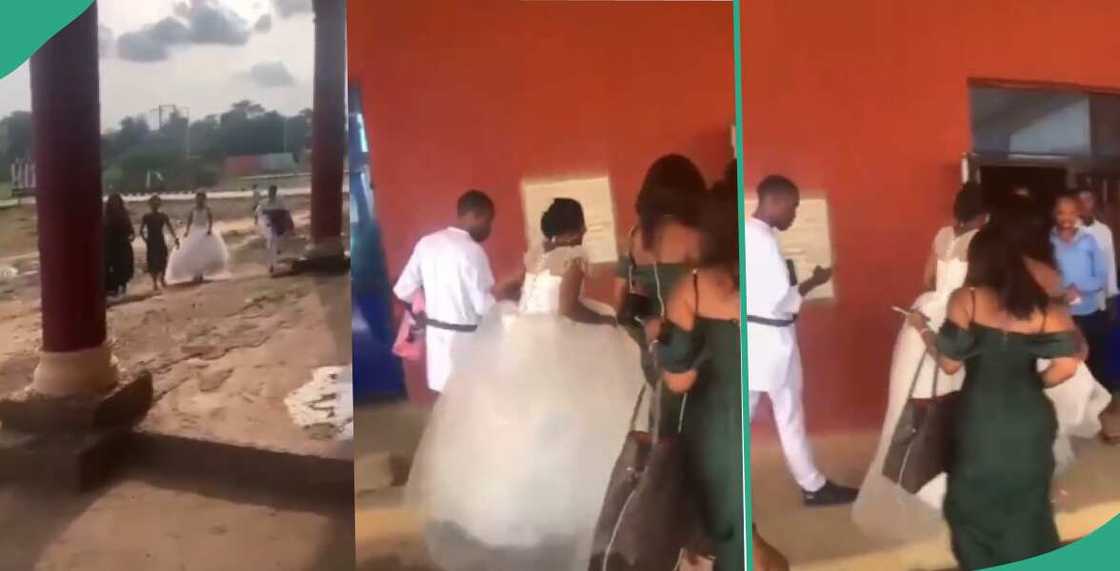 UNZIK bride takes final exams in her wedding dress, arrives with her bridesmaids