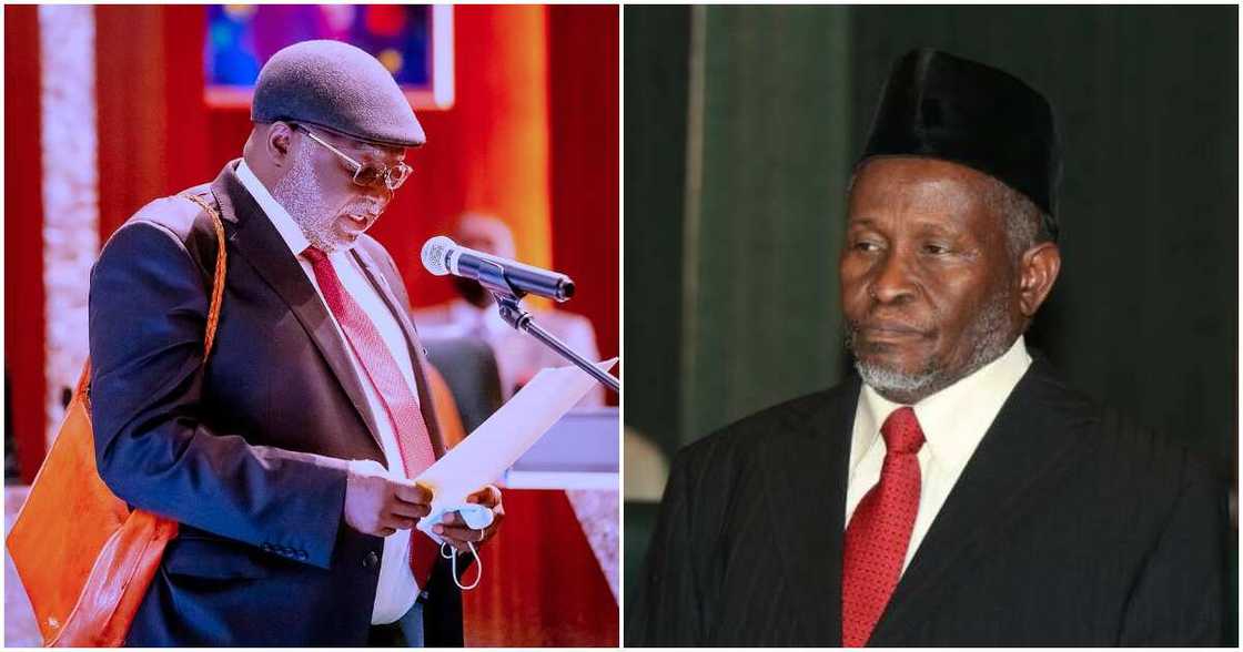 Justice Tanko Muhammad, Justice Olukayode Ariwoola, Chief Justice of Nigeria Justice Tanko Muhammad, Justice Olukayode Ariwoola, Chief Justice of Nigeria
