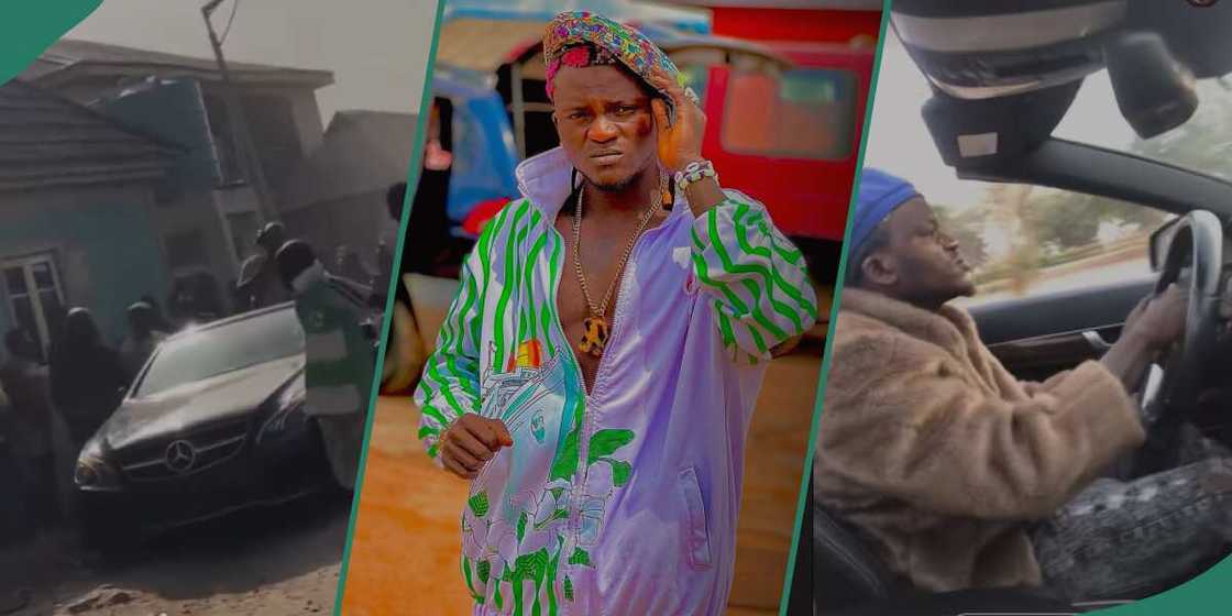 Portable and his new Benz in Ogun. Portable and his new Benz in Ogun.