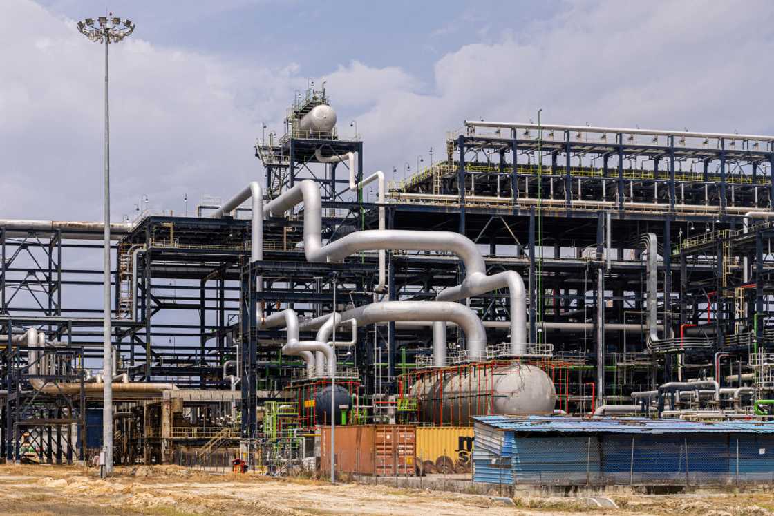 Refining pipework at the Dangote Industries Ltd. oil refinery and fertilizer plant