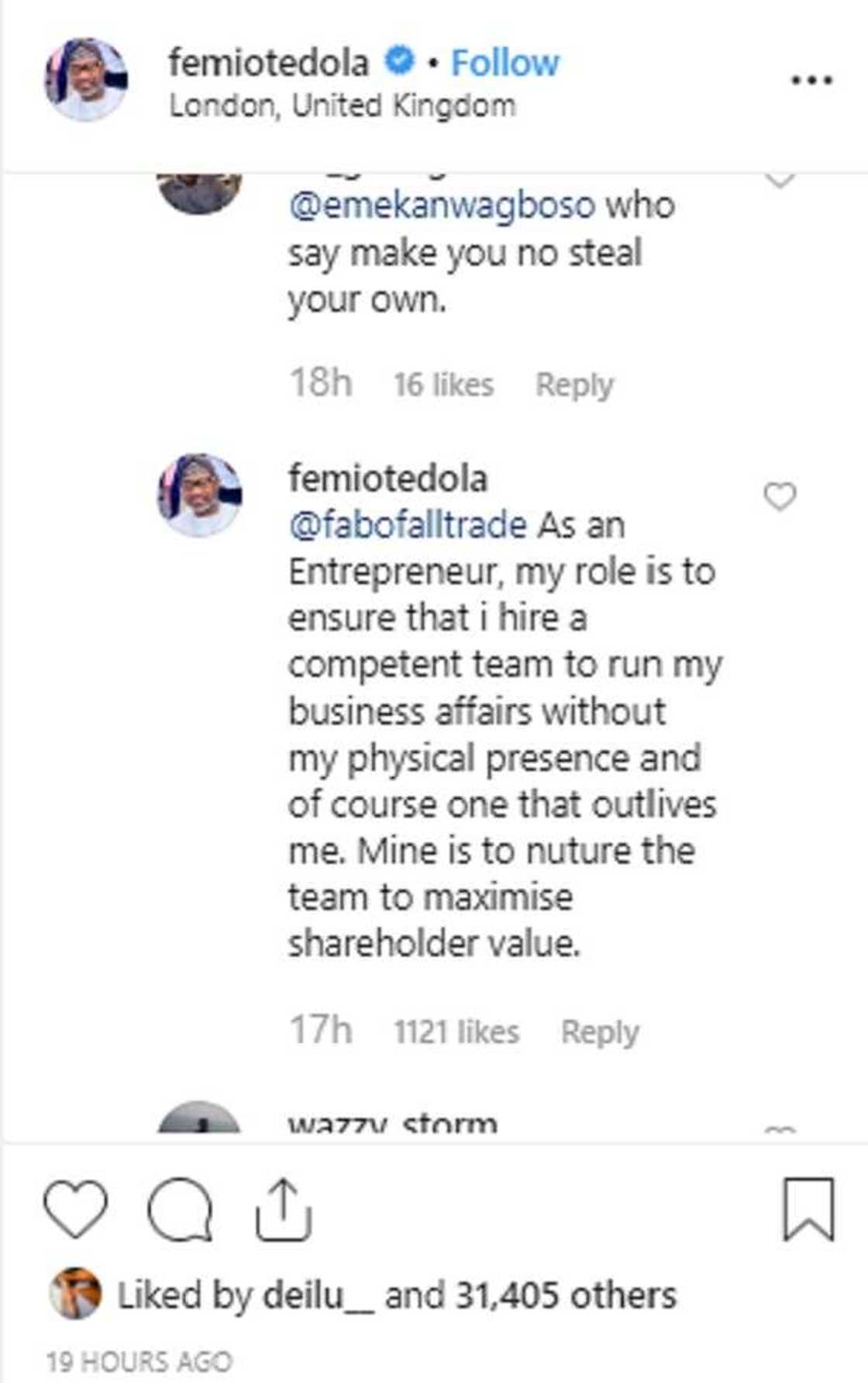 Billionaire Femi Otedola schools man who queries his always going on vacation on entrepreneurship Billionaire Femi Otedola schools man who queries his always going on vacation on entrepreneurship