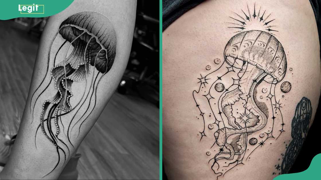 Black and white jellyfish tattoo