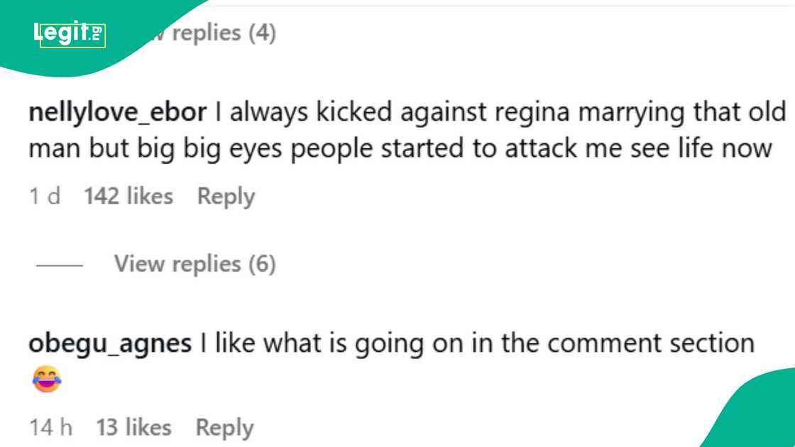 Nigerians blast Rita Daniels over Regina's marriage to Pa Ned. Nigerians blast Rita Daniels over Regina's marriage to Pa Ned.