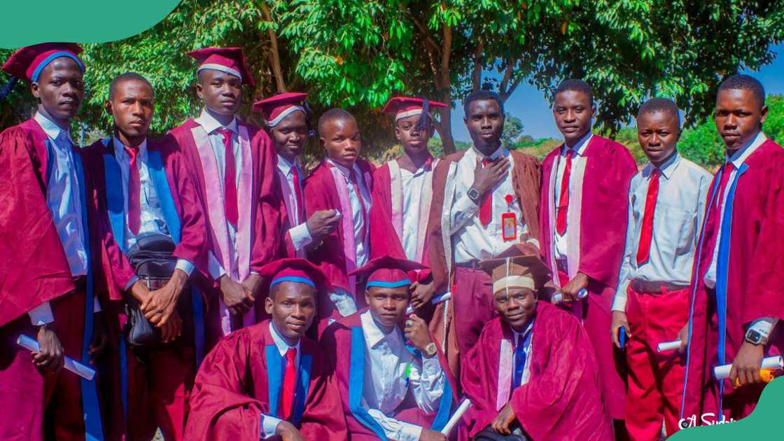 College of Health Technology Ningi students with graduation gowns. College of Health Technology Ningi students with graduation gowns.