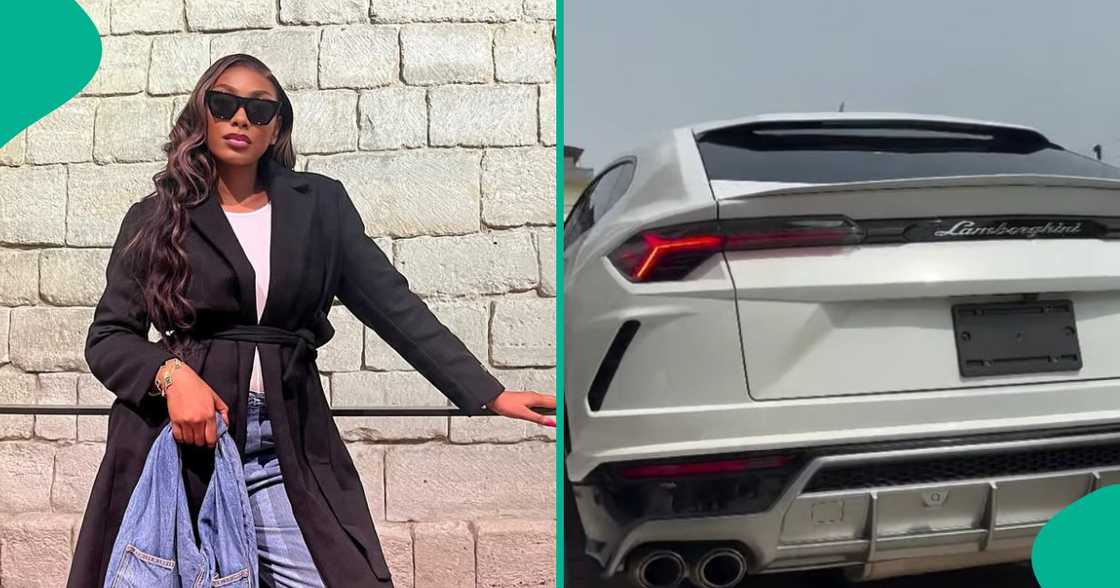 Sophia Egbueje makes video about her Lamborghini.