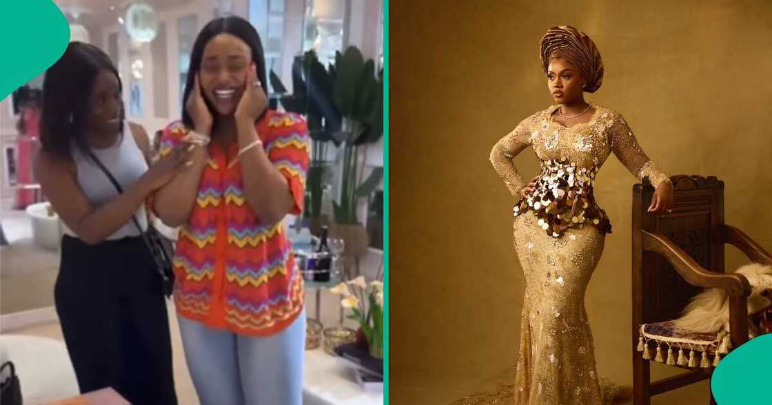 Video of moment Chioma saw her wedding dress for the first time goes viral