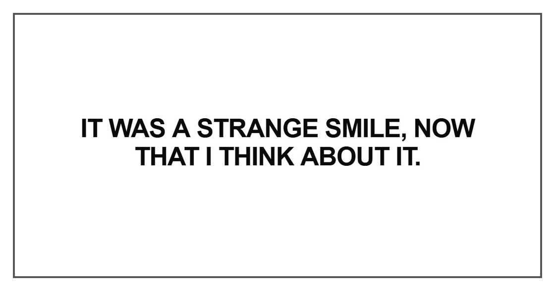 It was a strange smile It was a strange smile