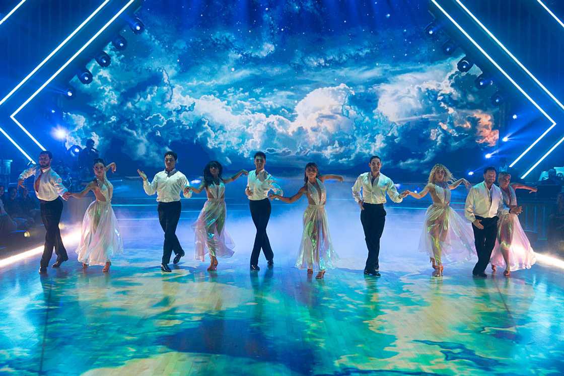 Dancing with the Stars dancers Valentin Chmerkovskiy, Jenna Johnson, Brandon Armstrong, Britt Stewart, Ezra Sosa, Hailey Bills, Alan Bersten, Emma Slater, Pasha Pashkov, and Daniella Karagach Dancing with the Stars dancers Valentin Chmerkovskiy, Jenna Johnson, Brandon Armstrong, Britt Stewart, Ezra Sosa, Hailey Bills, Alan Bersten, Emma Slater, Pasha Pashkov, and Daniella Karagach
