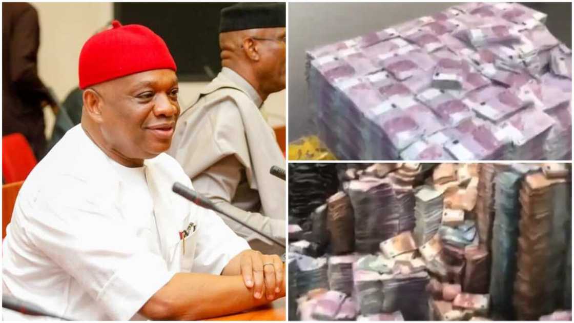 Senator Orji Uzor Kalu/Stacks of money/Nigerian Senator Senator Orji Uzor Kalu/Stacks of money/Nigerian Senator