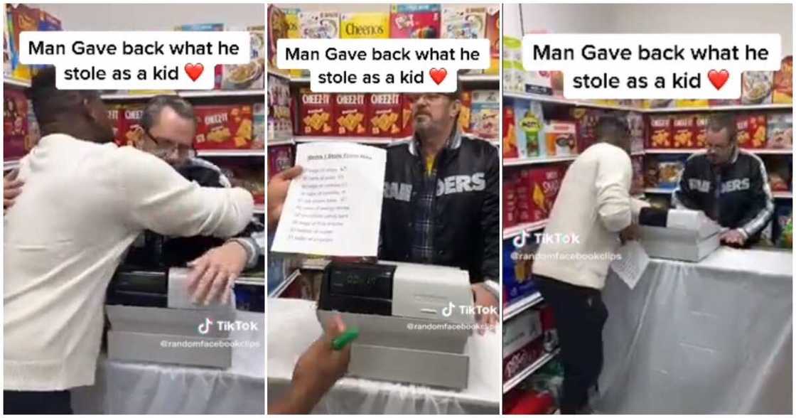 Man, shop, restitution, N267k, stole as a child Man, shop, restitution, N267k, stole as a child