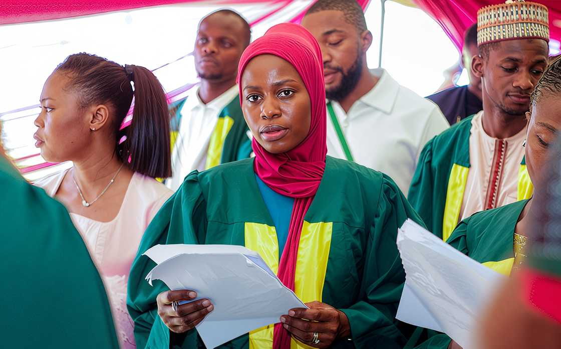 Ronik Polytechnic students stand during their graduation ceremony. Ronik Polytechnic students stand during their graduation ceremony.