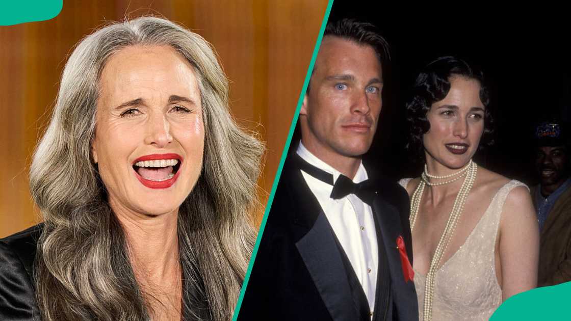 Andie MacDowell walks the runway during the L'Oréal Paris Womenswear Spring/Summer 2026 show. Paul Qualley and Andie MacDowell during 65th Annual Academy Awards at Shrine Auditorium.