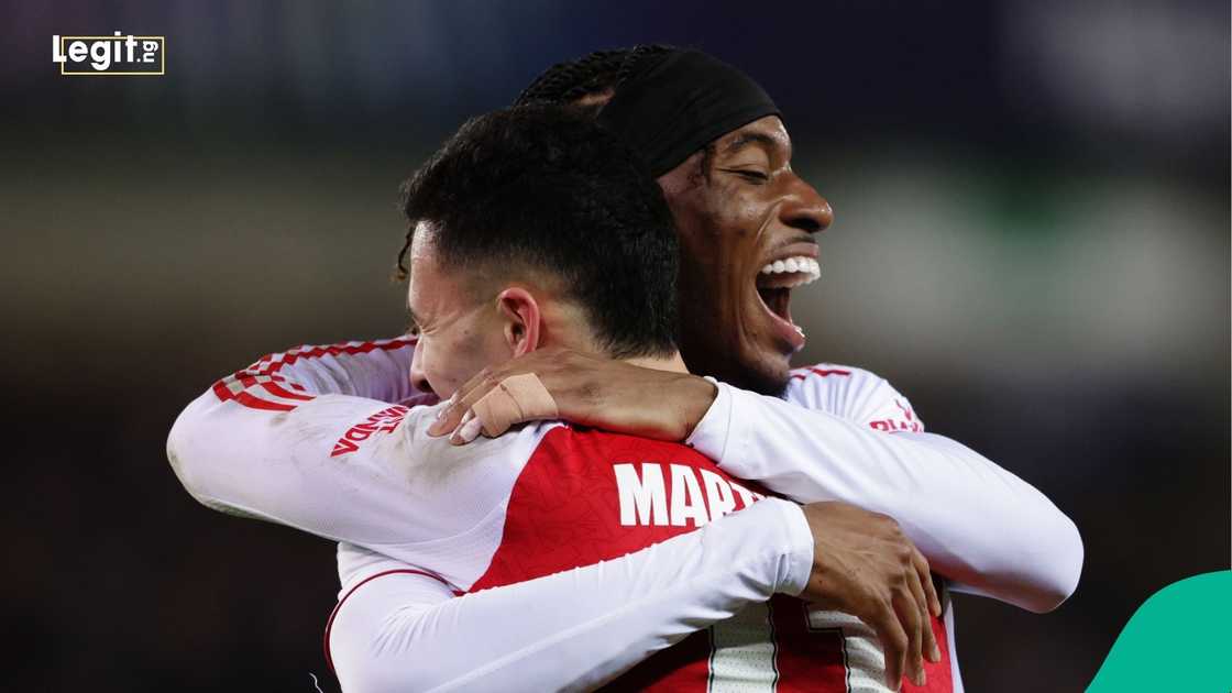 Noni Madueke, Gabriel Martinelli, UEFA Champions League, Arsenal, Club Brugge, Football, Europe. Noni Madueke, Gabriel Martinelli, UEFA Champions League, Arsenal, Club Brugge, Football, Europe.
