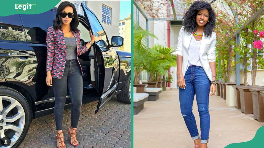 Blazer with jeans and sneakers for ladies