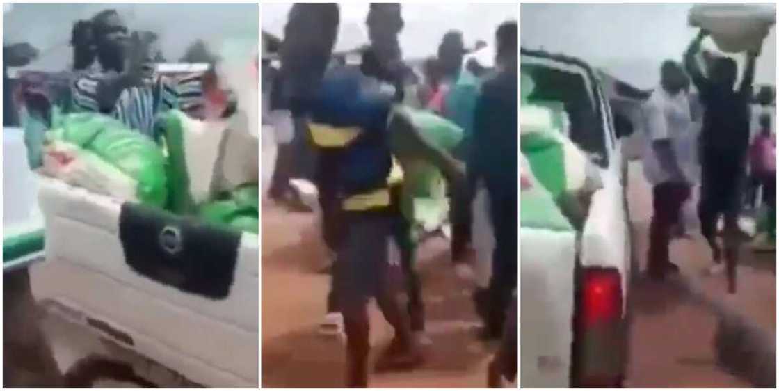 Reactions as youths return bags of rice given them by lawmaker, demand for jobs Reactions as youths return bags of rice given them by lawmaker, demand for jobs