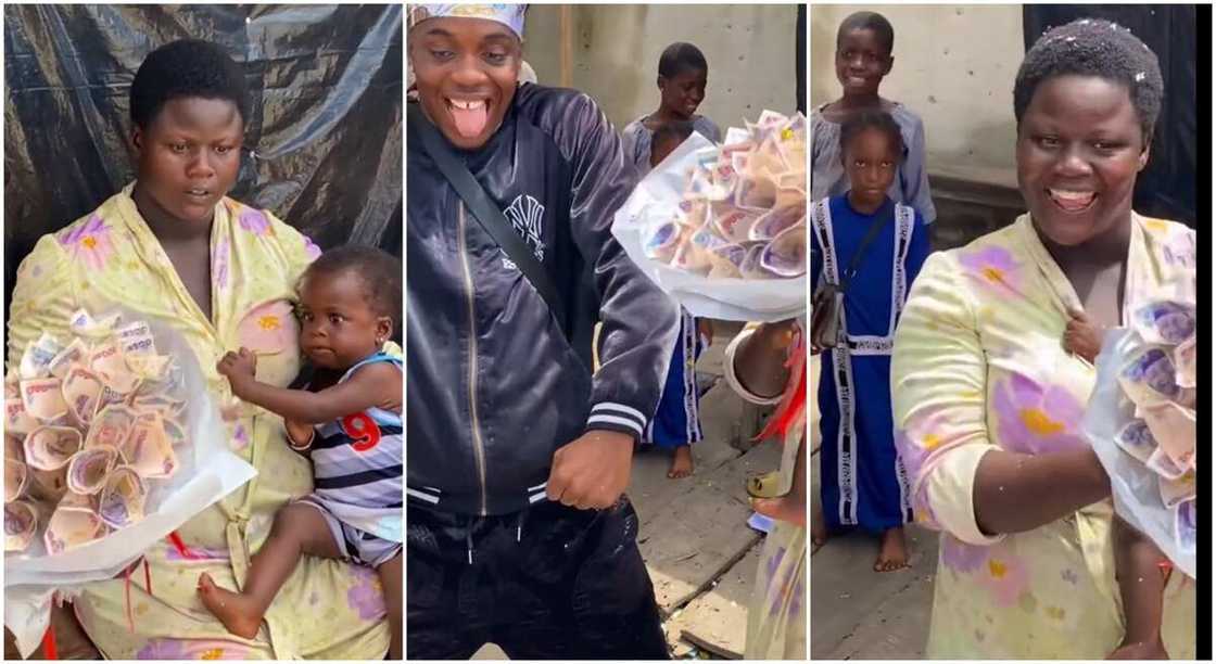 Photos of a man dancing for a nursing mother.