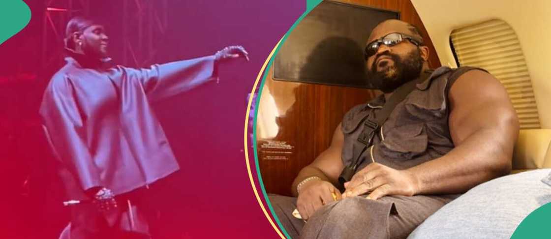 Kizz Daniel's bouncer Kelvin joins him on stage at UK concert. Kizz Daniel's bouncer Kelvin joins him on stage at UK concert.