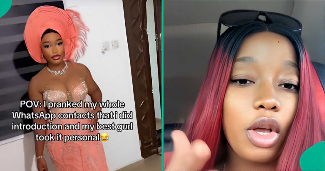 Lady shares best friend's response after falling for her introduction prank Lady shares best friend's response after falling for her introduction prank