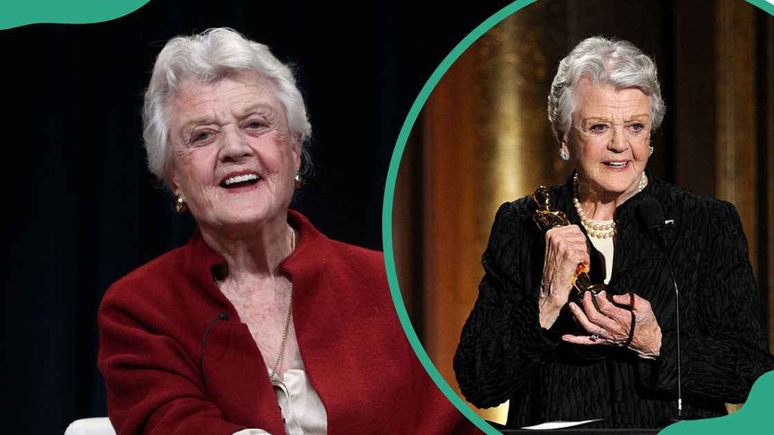 Angela Lansbury speaking during a PBS segment and receiving an honorary award Angela Lansbury speaking during a PBS segment and receiving an honorary award