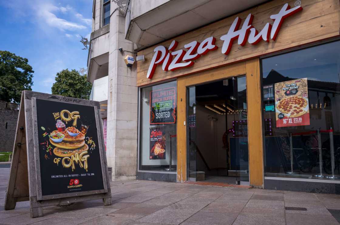 A general view of a Pizza Hut store on Queen Street on 27 August 2023 in Cardiff, Wales.