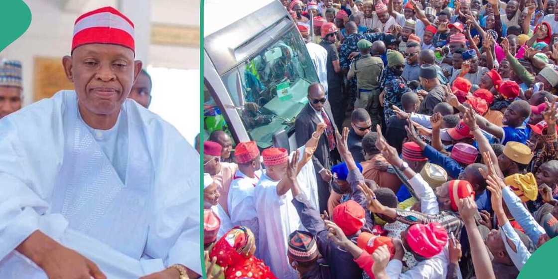 Dubban jama'a sun tarbi Abba Gida-Gida a hanyarsa ta komawa Kano Dubban jama'a sun tarbi Abba Gida-Gida a hanyarsa ta komawa Kano