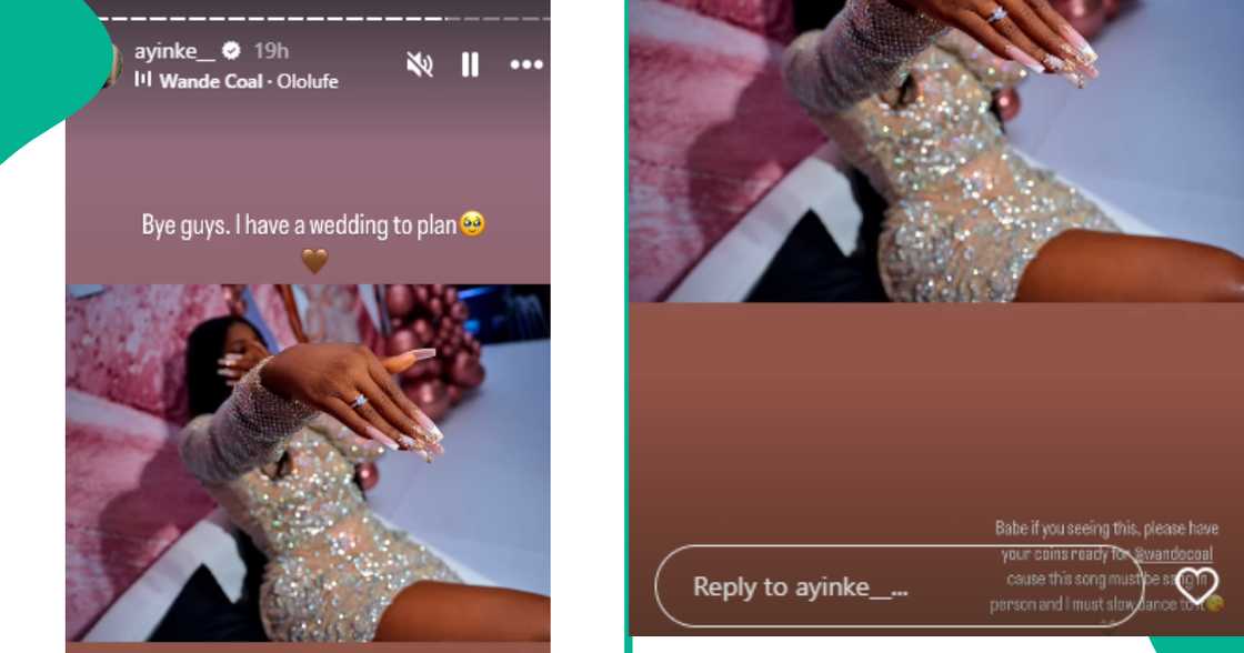 MC Oluomo's daughter Ayinke, shows off her engagement ring at her birthday party in Atlanta, United States as she hints at wedding plans. MC Oluomo's daughter Ayinke, shows off her engagement ring at her birthday party in Atlanta, United States as she hints at wedding plans.