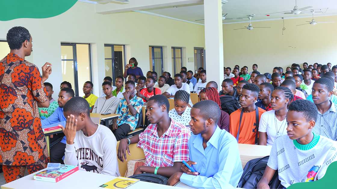 Dr. Thompson Ewata, committee chair, addressing students in a classroom. Dr. Thompson Ewata, committee chair, addressing students in a classroom.