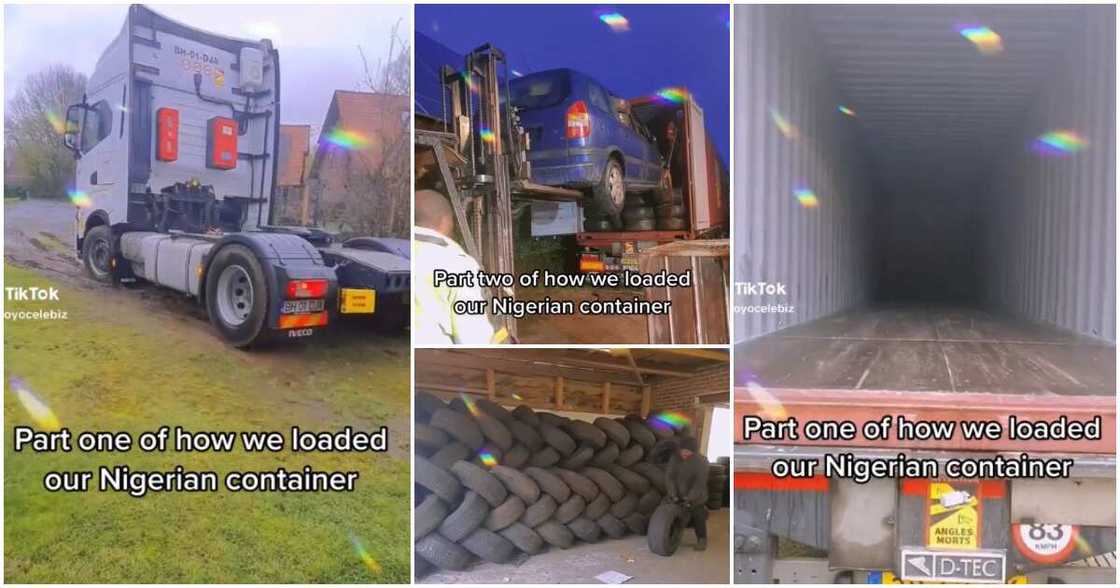 Nigerian lady, container, abroad