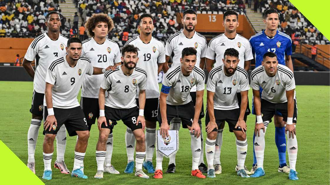 Libya players pose for team photo