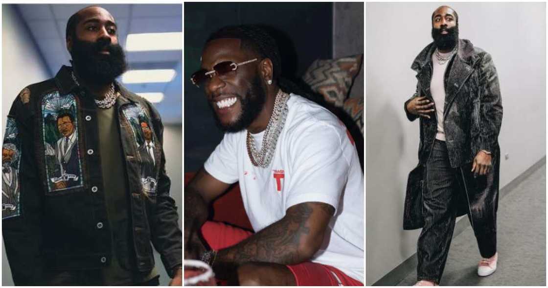 Photos of James Harden and Burna Boy