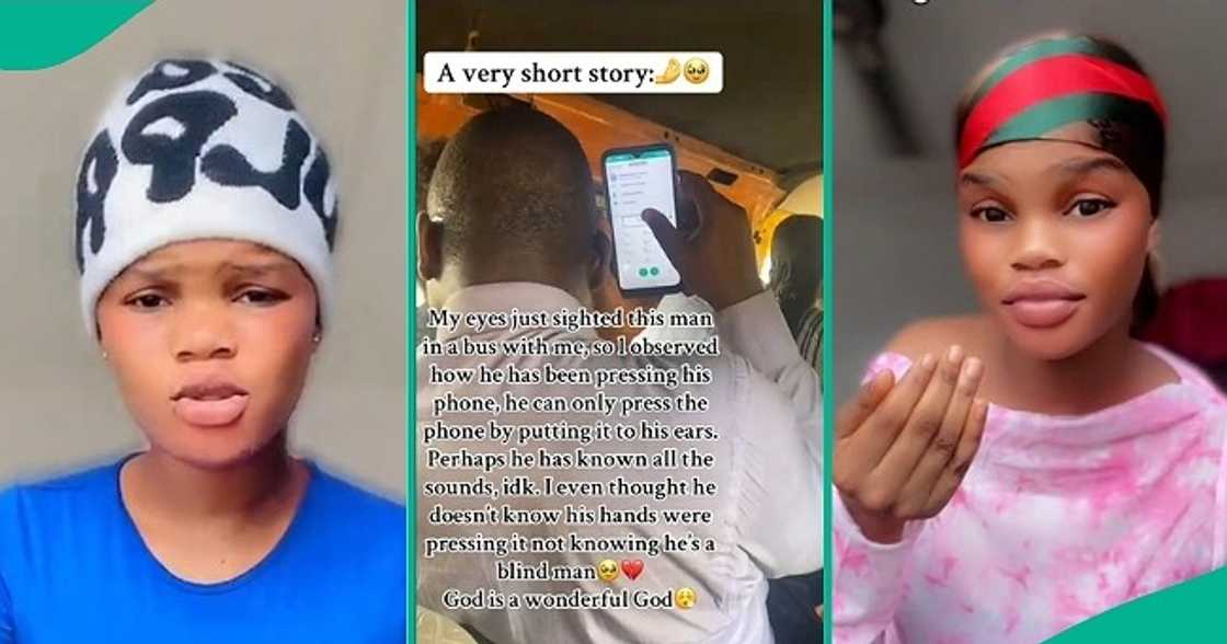 Lady who sat close to visually impaired man on public bus shares what he did during trip. Lady who sat close to visually impaired man on public bus shares what he did during trip.