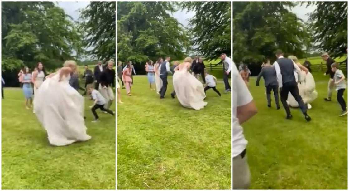 Bride plays football on her wedding day. Bride plays football on her wedding day.