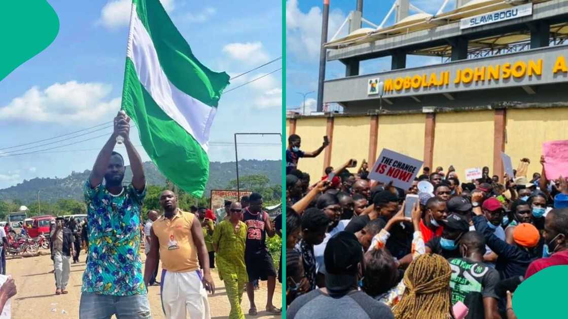 A group of Nigerian youth during a peaceful protest demanding democratic inclusion and political reform. A group of Nigerian youth during a peaceful protest demanding democratic inclusion and political reform.