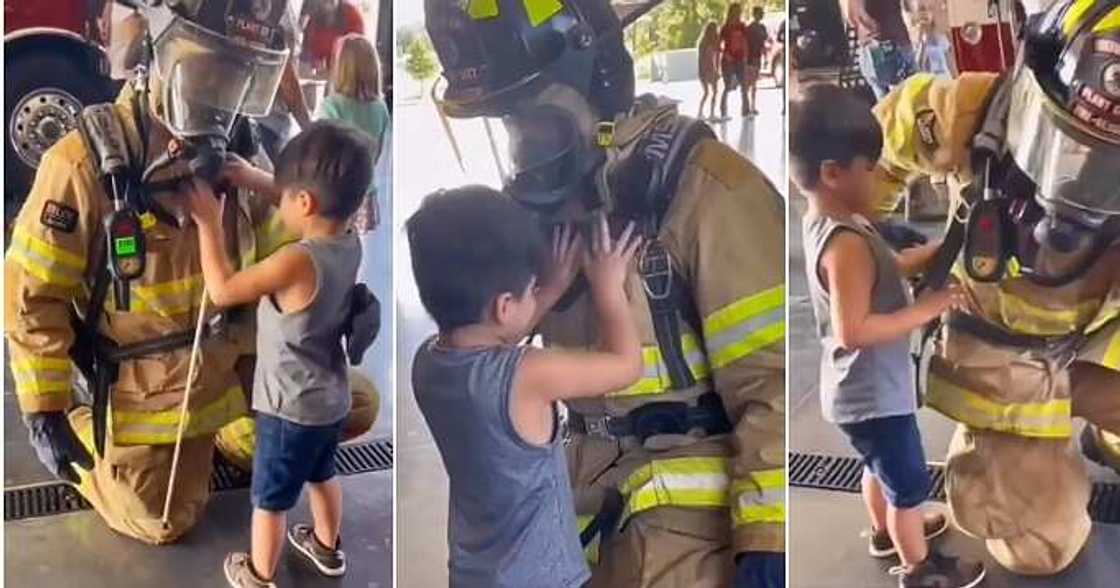 Kind firefighter allows blind kid explore his gear, emotional video Kind firefighter allows blind kid explore his gear, emotional video