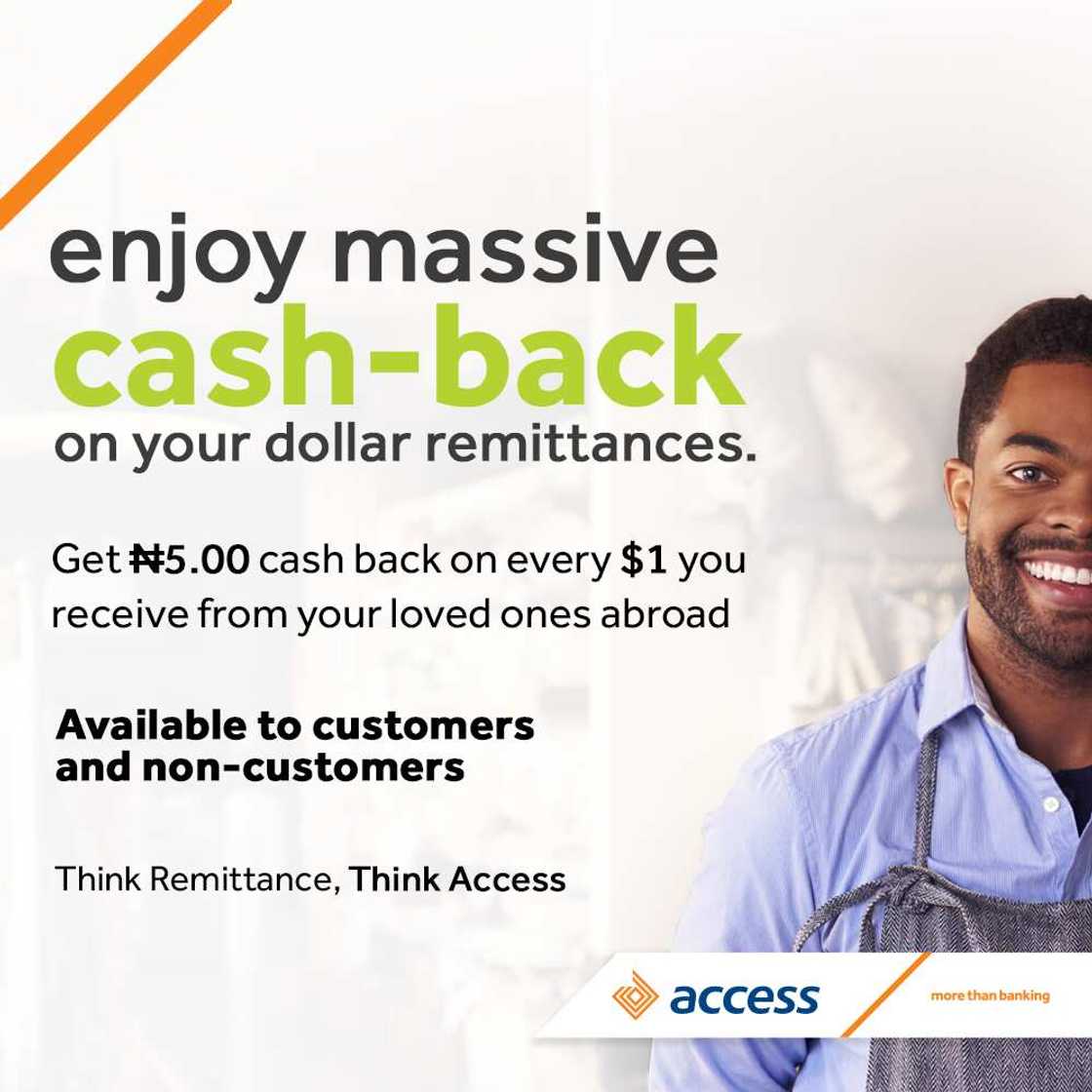 Diaspora remittances: Access Bank to pay customers N5 for every $1 received Diaspora remittances: Access Bank to pay customers N5 for every $1 received