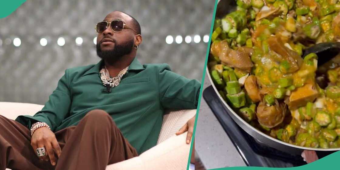 Davido cooking seafood okra Davido cooking seafood okra